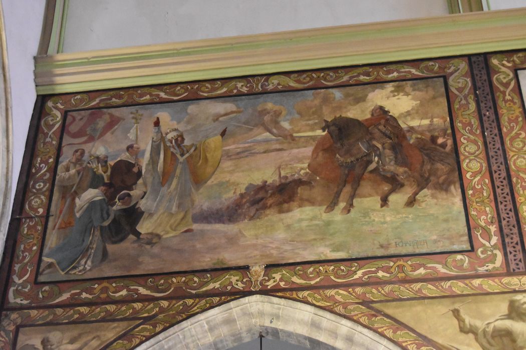 choeur, tableau (toile marouflée) : Pape Léon 1er chassant Attila