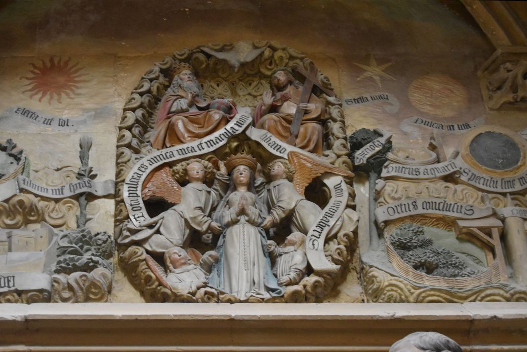 groupe sculpté : Dormition de la Vierge, détail