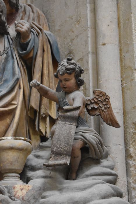 groupe sculpté : Dormition de la Vierge, détail