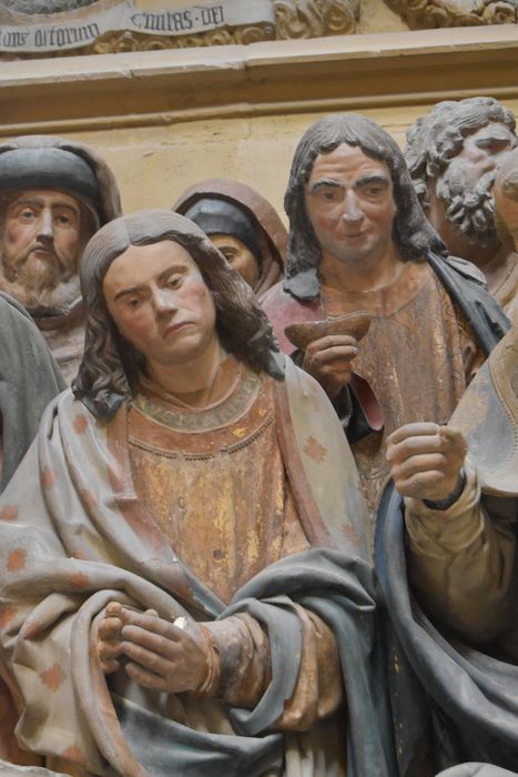 groupe sculpté : Dormition de la Vierge, vue partielle