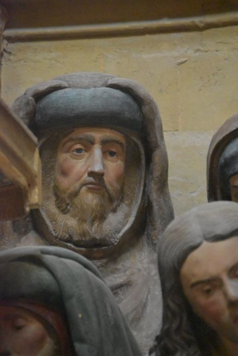groupe sculpté : Dormition de la Vierge, détail
