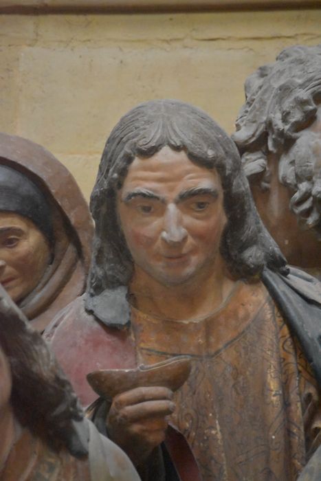 groupe sculpté : Dormition de la Vierge, détail