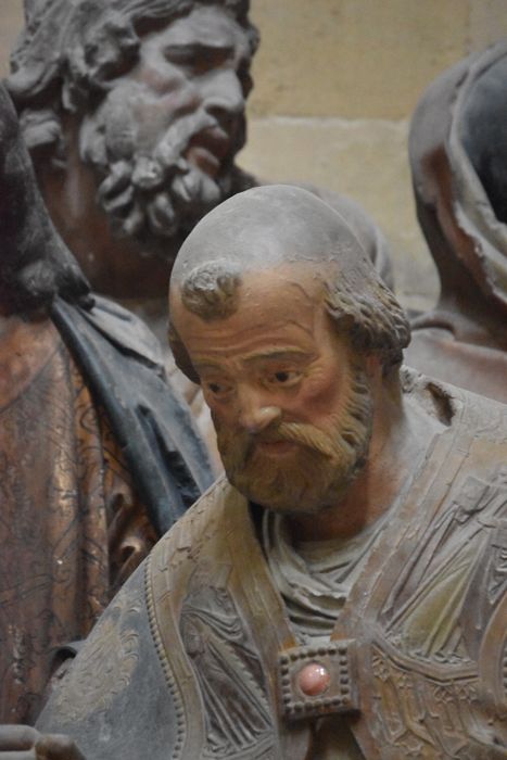 groupe sculpté : Dormition de la Vierge, détail