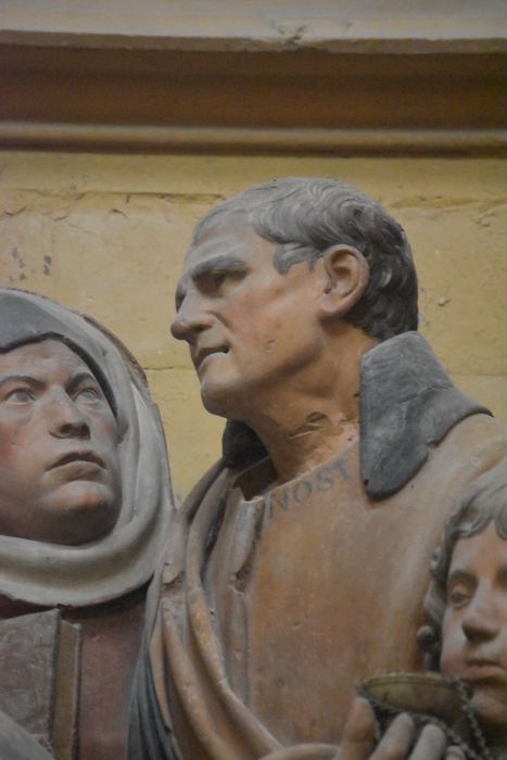 groupe sculpté : Dormition de la Vierge, détail