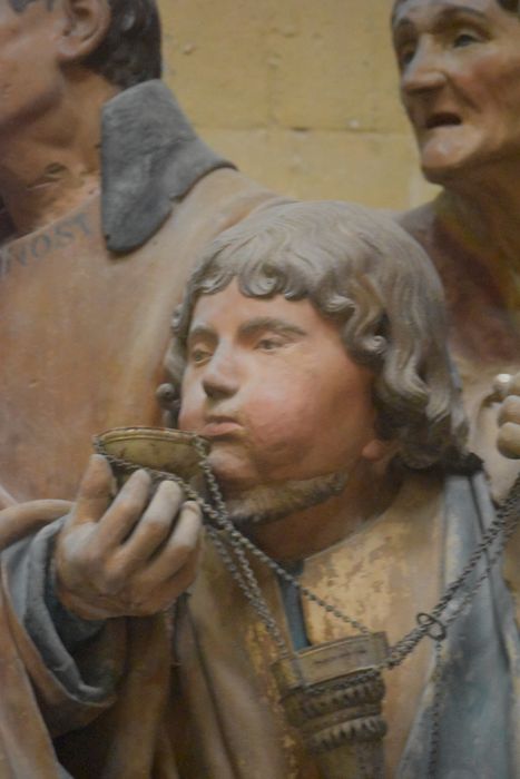 groupe sculpté : Dormition de la Vierge, détail