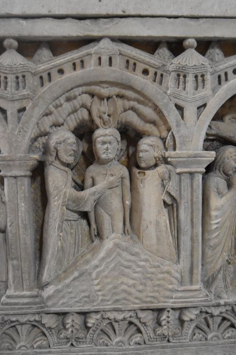 bas-reliefs : Scènes de la vie du Christ, détail : Baptême du Christ