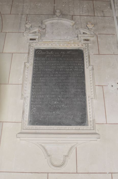 plaque funéraire de Jonas Marius seigneur de Villequier