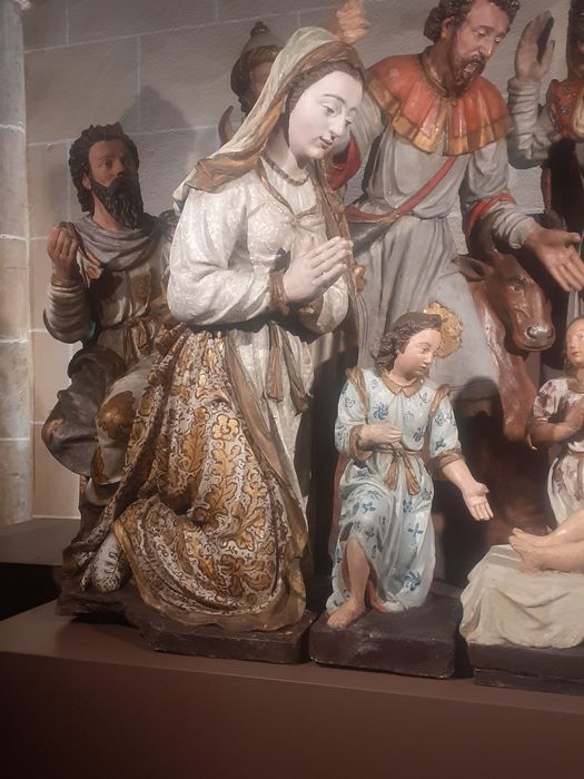 groupe sculpté : Nativité (la), vue partielle