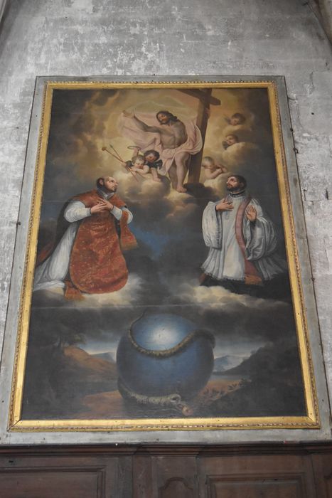 tableau : Christ sauveur du monde, entre saint Ignace et saint François-Xavier (Le)
