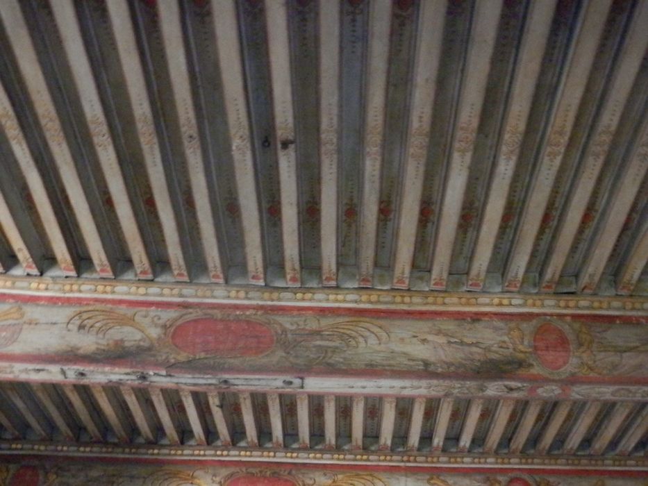 rez-de- chaussée, ancien salon dit salon doré, vue partielle du plafond à la française