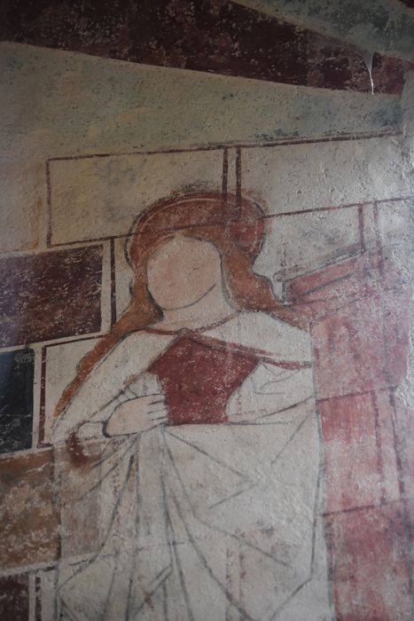 peintures monumentales (mur est, ébrasement de la fenêtre axiale), détail : Sainte Barbe