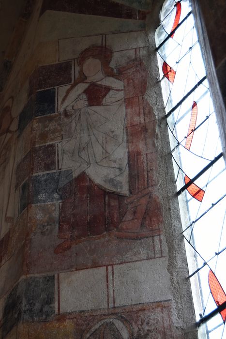 peintures monumentales (mur est, ébrasement de la fenêtre axiale), détail : Sainte Barbe