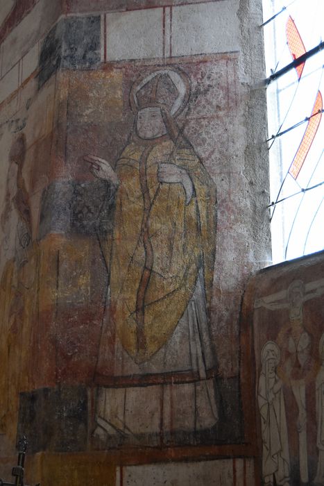 peintures monumentales (mur est, ébrasement de la fenêtre axiale), détail : Saint évêque non identifié
