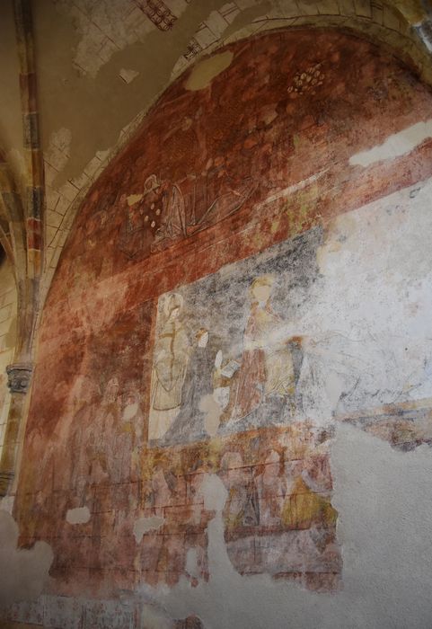 peintures monumentales (mur nord), Crucifixion, Descente de croix, Mise au tombeau