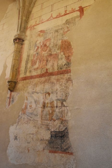 peintures monumentales (mur sud), Décollation de saint Jean-Baptiste, Mise au tombeau du Christ