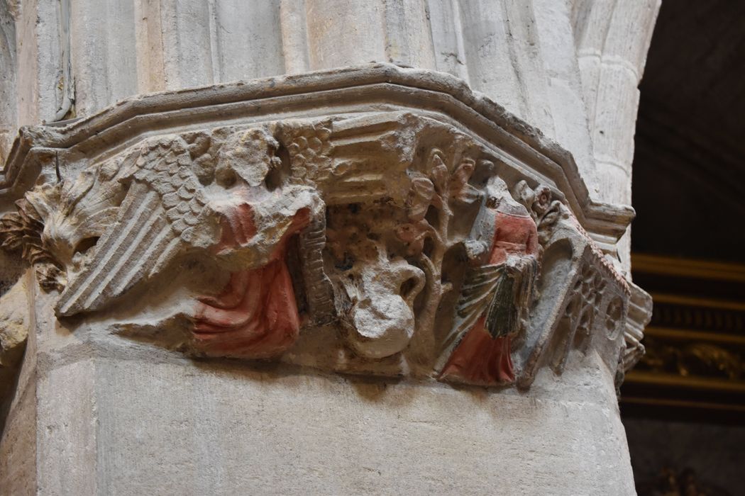 nef, détail d’un culot sculpté : Annonciation (l’)