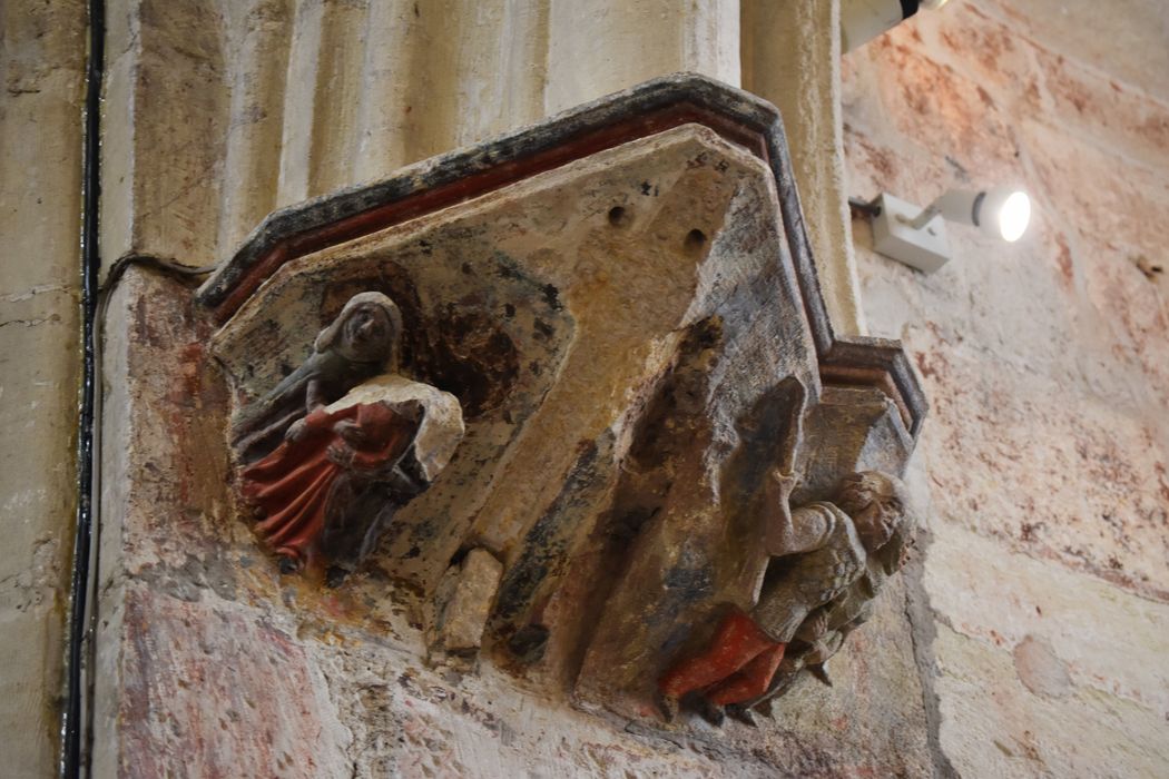 nef, détail d’un culot sculpté : Visitation (la)