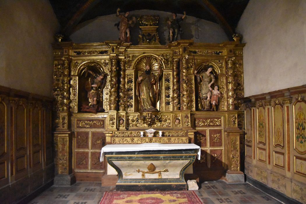 retable de saint Liboire, statues : Saint Liboire, saint Michel Archange, saint Raphaël guidant Tobie