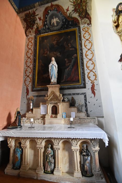 autel latéral, tableau : Vierge à l’Enfant adorée par quatre saints