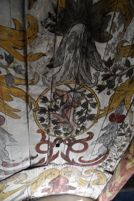 tribune sud, voûte lambrissée, vue partielle