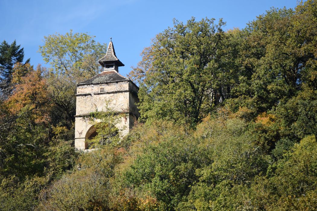 vue générale du pigeonnier dans son environnement depuis l’Ouest