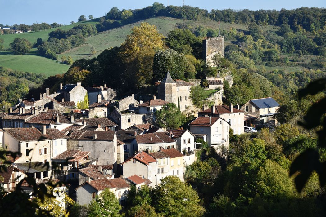 vue générale du site du château dans son environnement depuis l’avenue du Père Évariste Huc au Nord-Ouest