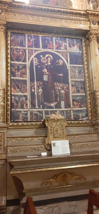 retable, tableau : Vierge de Miséricorde, panneaux peints : scènes de la Passion du Christ