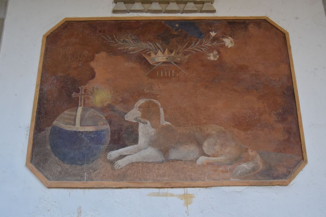 cour des Collets Rouges, aile ouest, galerie, peinture monumentale