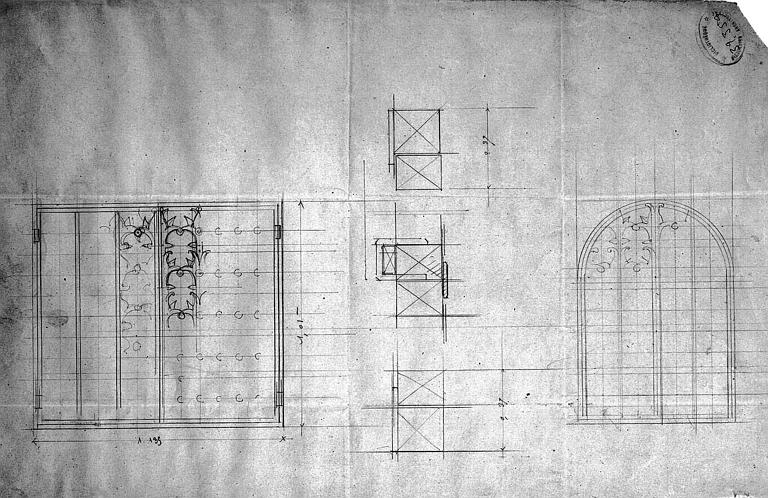 Elévation et détails de la grille (?) de la chapelle Saint-Thomas d'Aquin (?)