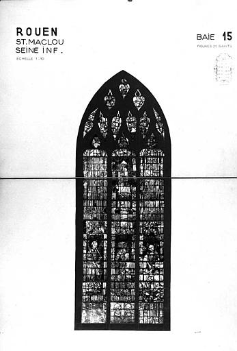 Figures de saints, baie n° 15, panneau de vitrail