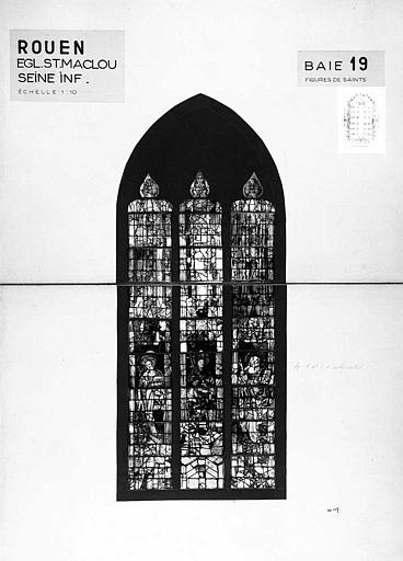 Figures de saints, baie n° 19, panneau de vitrail