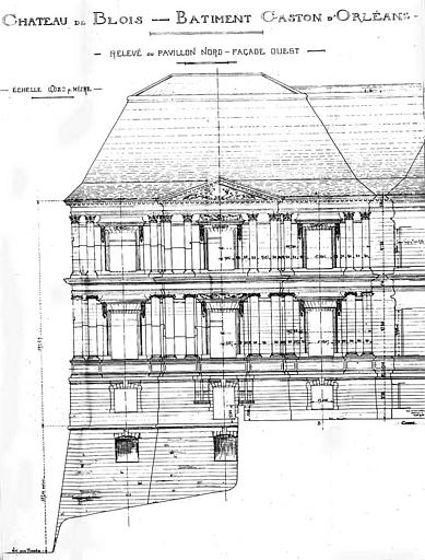 Bâtiment Gaston d'Orléans : Relevé du pavillon nord de la façade ouest