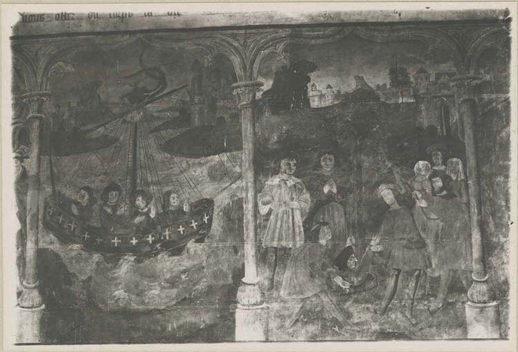 peintures monumentales : Le Dit des trois morts et des trois vifs, Le recouvrement des reliques de saint Riquier par Hugues Capet - © Ministère de la Culture (France), Médiathèque du patrimoine et de la photographie, diffusion GrandPalaisRmn Photo