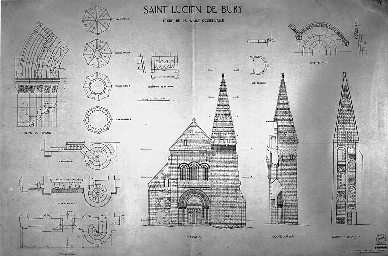 Etude de la façade ouest : Plans, coupes, élévations, détails