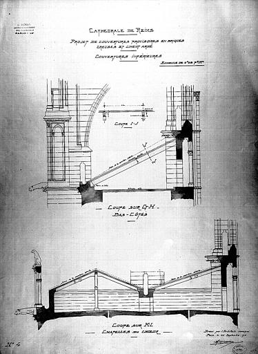 Projet de couvertures provisoires en briques creuses et ciment armé : Coupe des couvertures inférieures