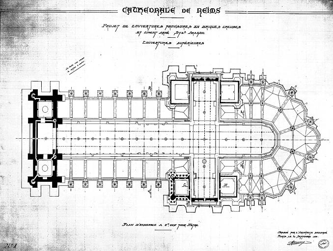 Projet de couvertures provisoires en briques creuses et ciment armé système Aragon : Plan d'ensemble des couvertures supérieures