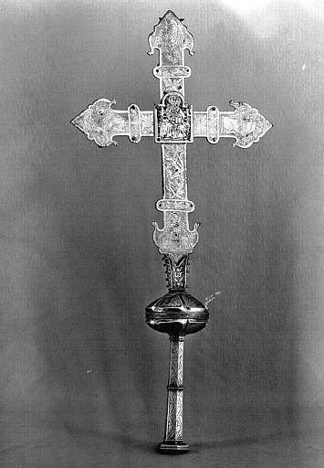 Croix processionnelle en cuivre doré et émaux (revers)