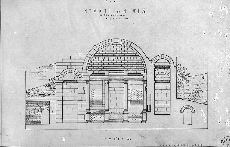 Nymphée du temple de Diane : coupe transversale