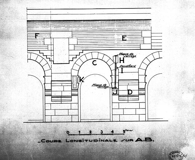 Coupe longitudinale d'une travée