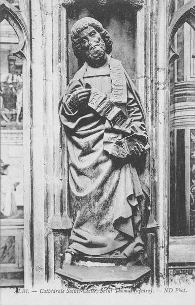 détail du jubé, statue de saint Pierre (carte postale)