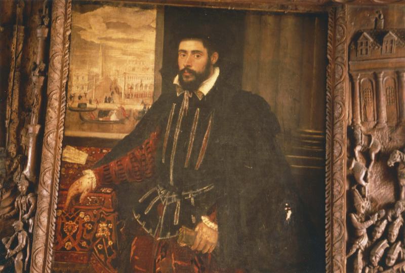 cheminée, tableau : Portrait de Jean d'Yversen envoyé comme agent du Roi en 1559 auprès de Soliman Le Magnifique à Constantinople, détail du tableau