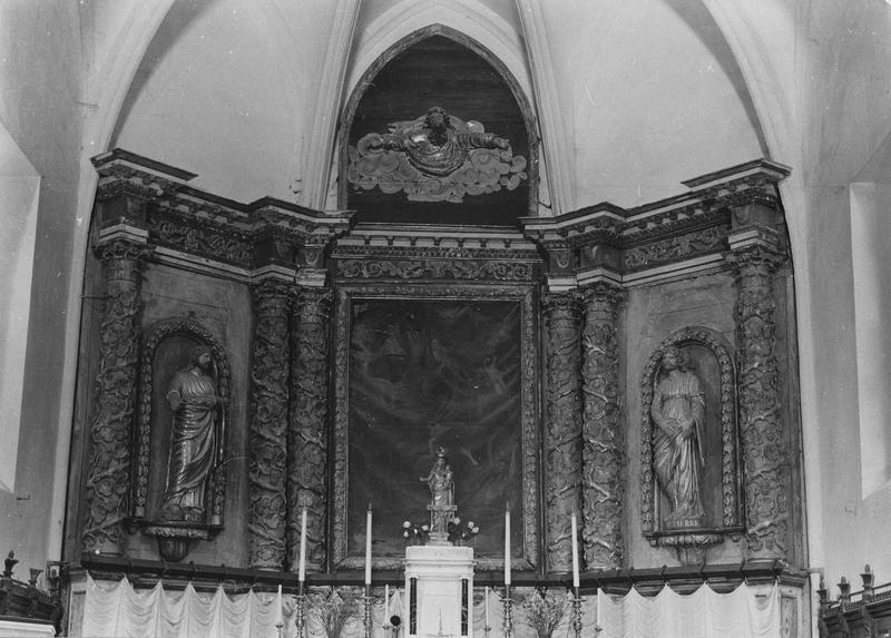 retable, tableau, statues (2) (retable architecturé) : Assomption (l'), saint Pierre, saint Paul, du maître-autel