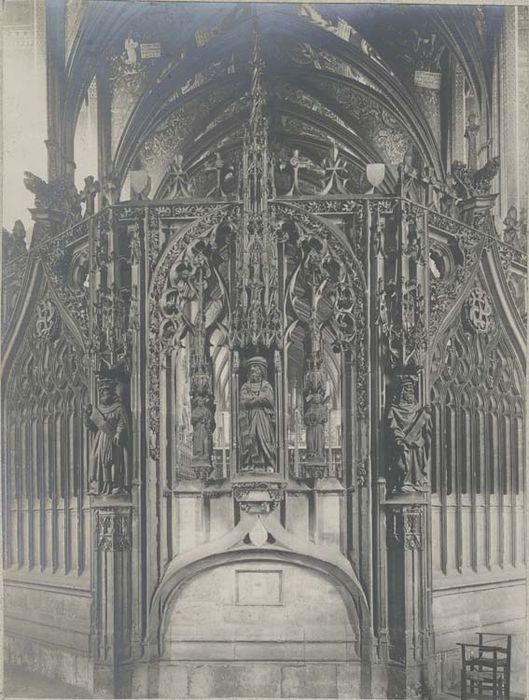 jubé, clôture de choeur, statues, vue partielle