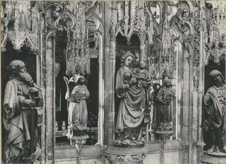 jubé, clôture de choeur, statues, vue partielle