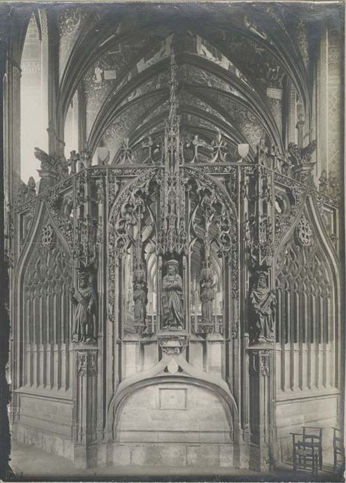 jubé, clôture de choeur, statues, vue partielle