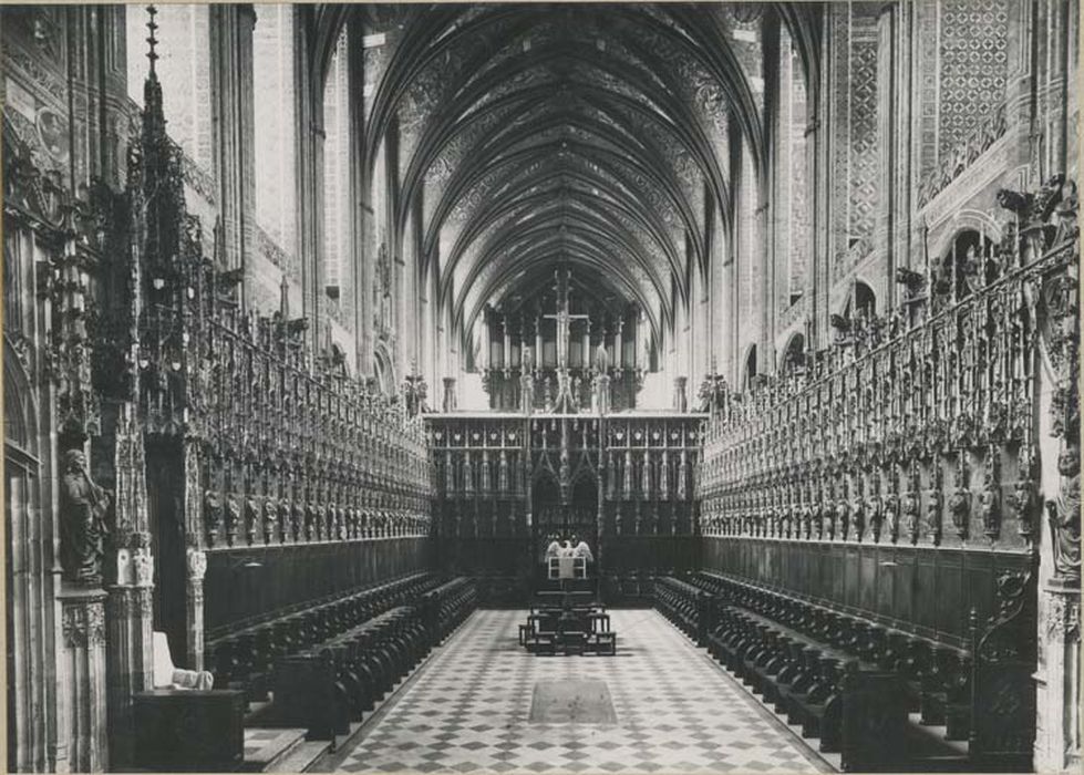 jubé, clôture de choeur, statues, vue partielle