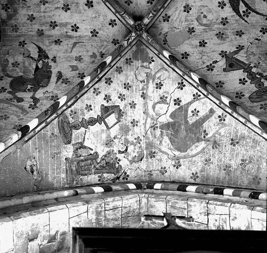 Peinture murale de la voûte de la chapelle nord : L'aigle et saint Jean