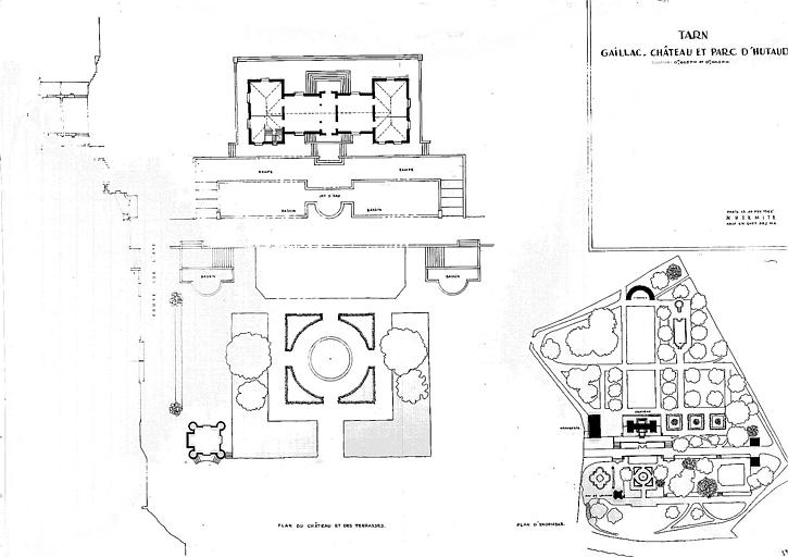 Plan du château et des terrasses et plan d'ensemble