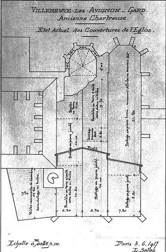 Plan des couvertures de l'église (état actuel)