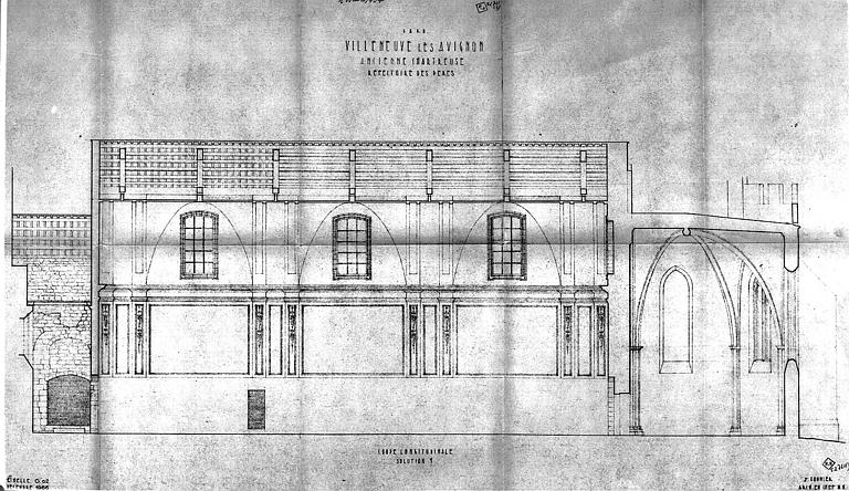 Coupe longitudianle du réfectoire (solution 1)